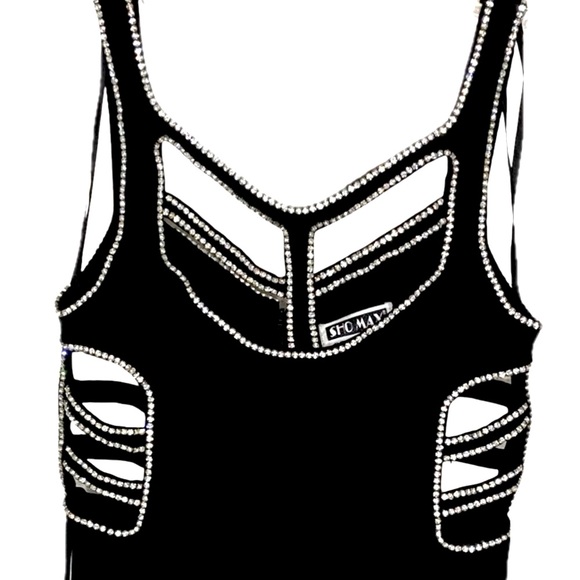 SHO MAX ORIGINALS Special Occasion Black Sparkling 100% Silk Lined Dress Sz 10 - Picture 6 of 8